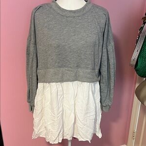 Gray and White Sweatshirt Dress